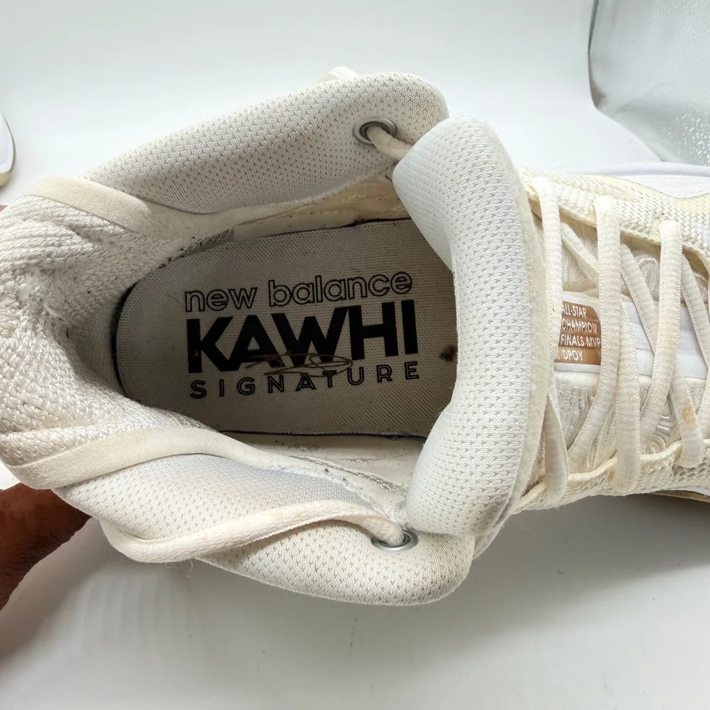 New Balance Kawhi Signature 1 White Gold Gum Basketball Shoes Mens 11 BBKLSWW1